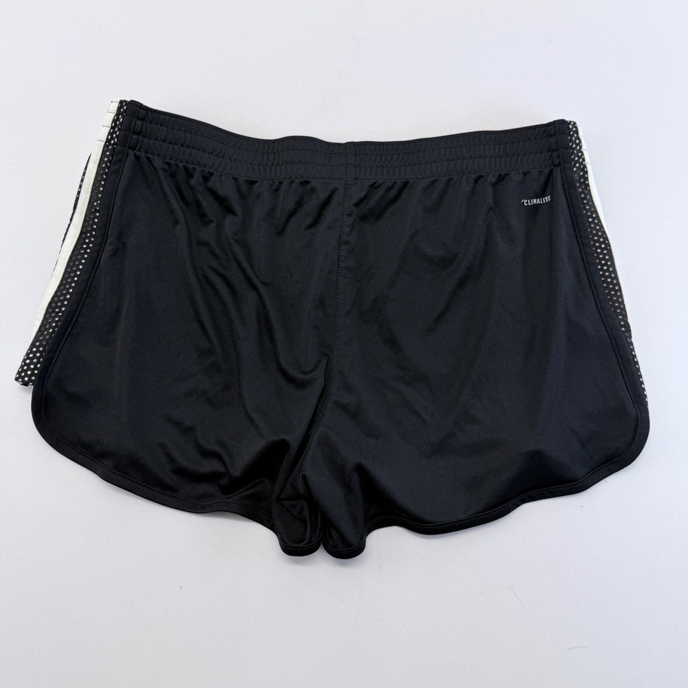 Adidas Climalite Black White Striped Mesh Athletic Running Shorts Womens Large